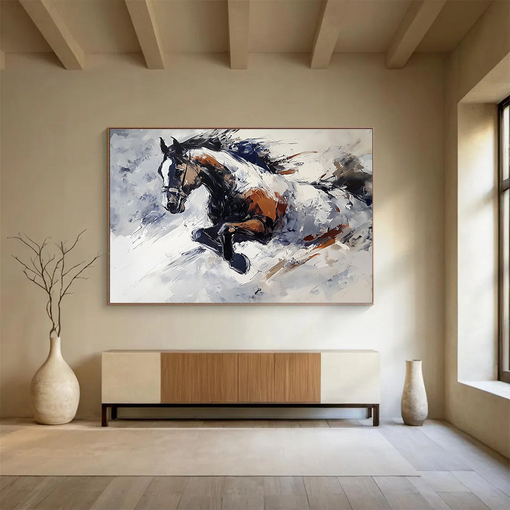 Galloping Horse Abstract Painting with Dynamic Brushstrokes DYP595