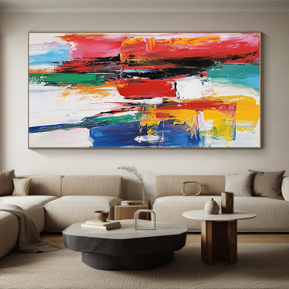 Colorful Block Abstract Painting with Bold Hues GER786