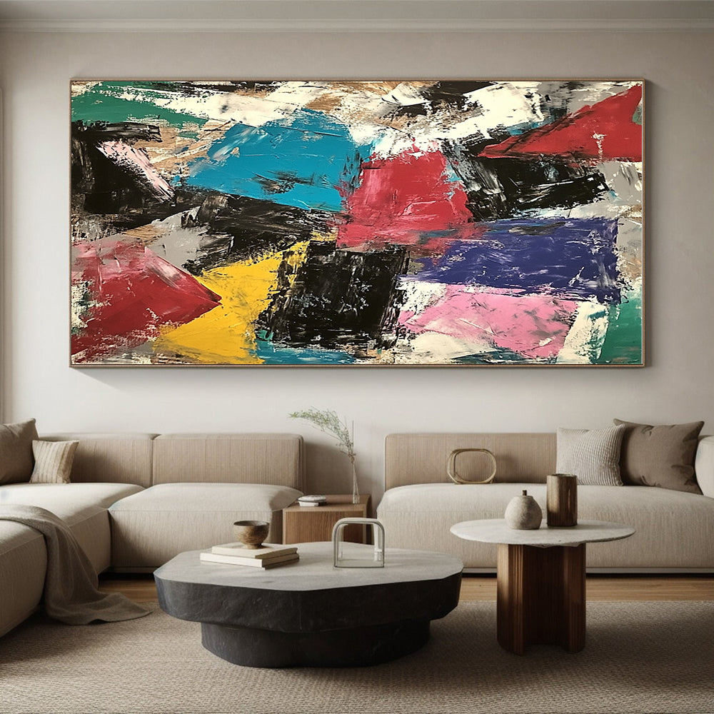 Multicolor Block Abstract Painting with Dynamic Composition GER749