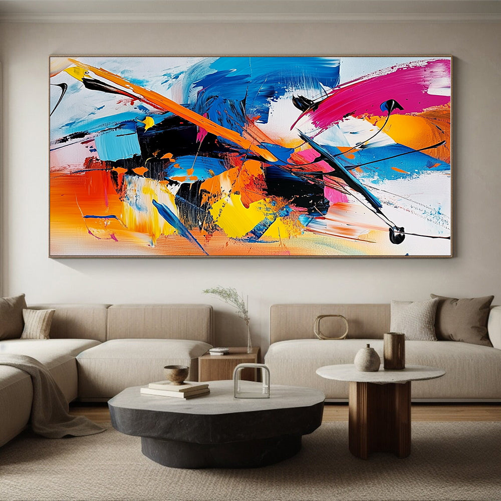 Colorful Dynamic Abstract Painting with Bold Strokes GER640