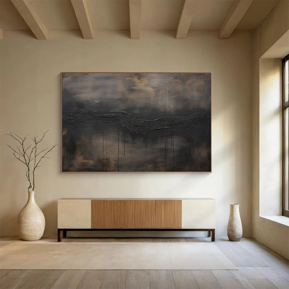 Dark Textured Abstract Painting with Deep, Ear THY Tones THY390