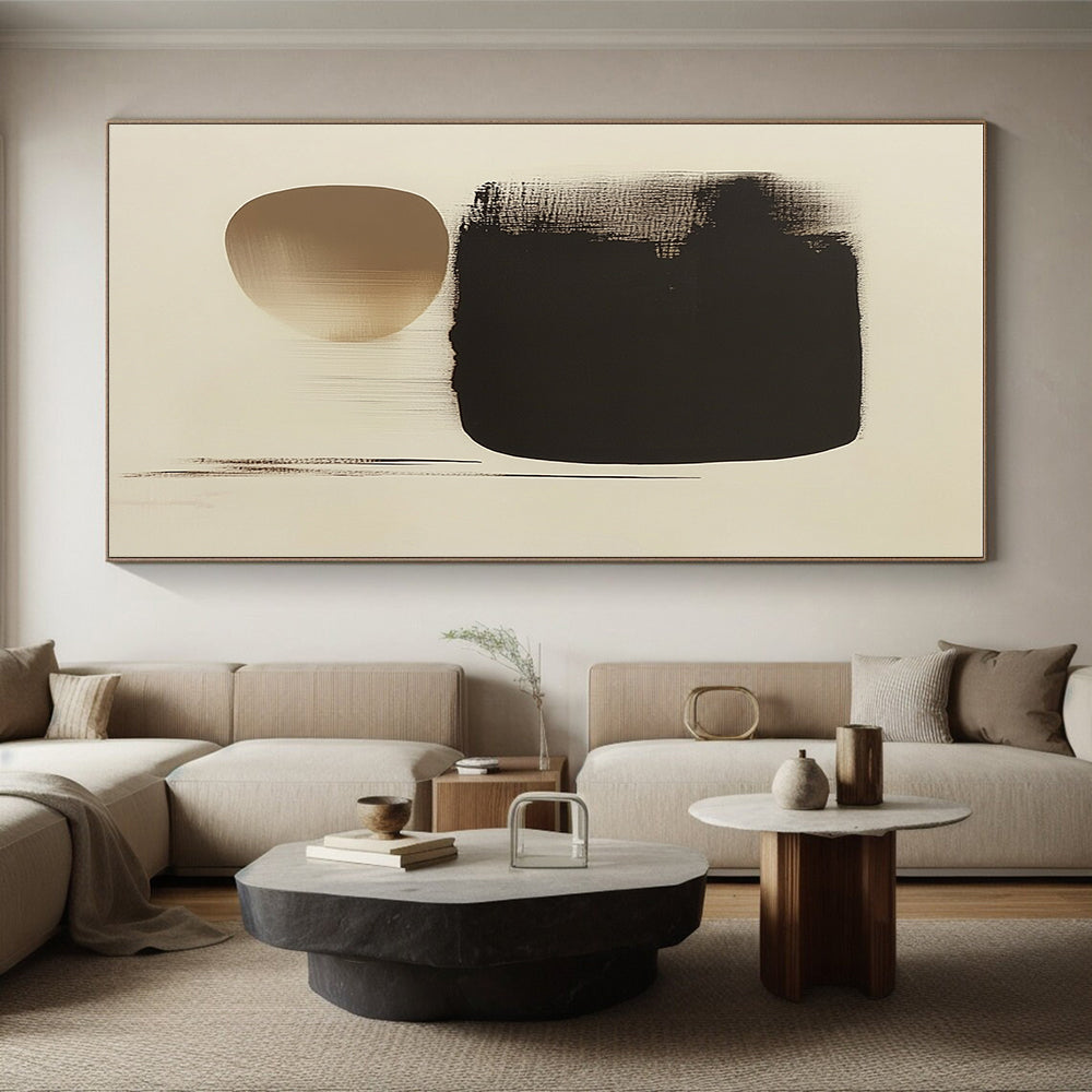 Black and Beige Abstract Painting with Soft Edges GER171