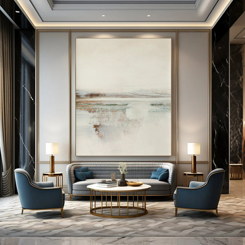 Neutral Tones Reflective Coastal Abstract Painting ADGE225