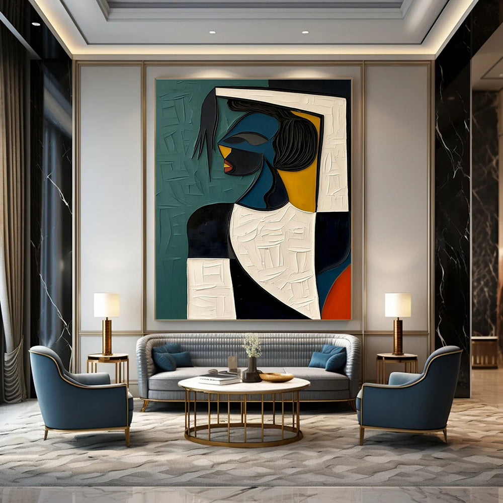 Large Custom - Sized Hand Painted Abstract Wall Art for Dining Room and Entryway DLZ2167