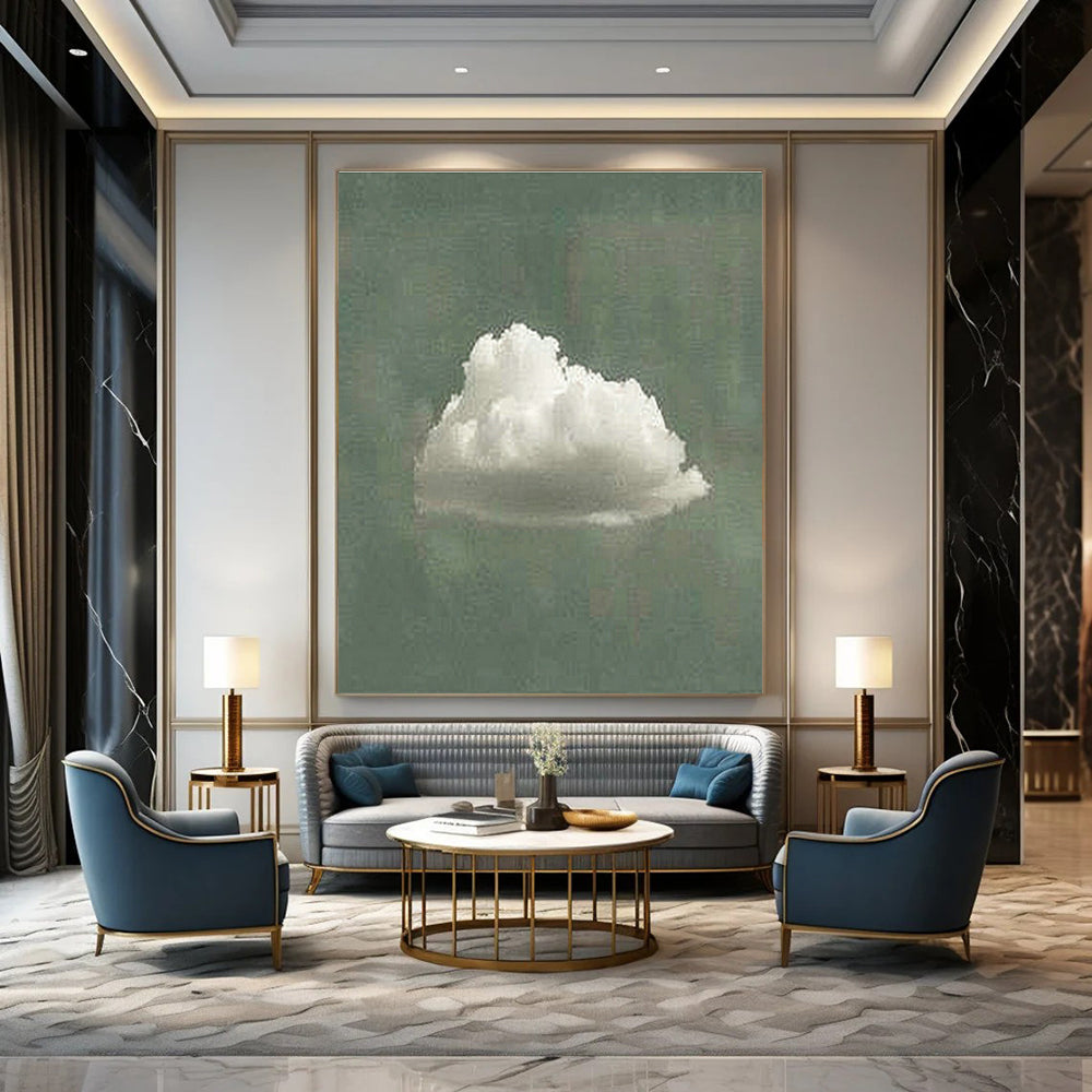 Hand-Painted Abstract Geometric Wall Hanging Artwork, Demonstrating the Artistic Aesthetics of Living Room and Corridor DLZ0977