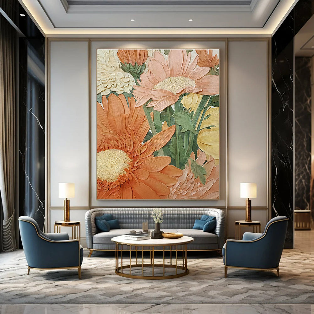 Impasto Floral Abstract Painting with Warm Earthy Tones ADGE423