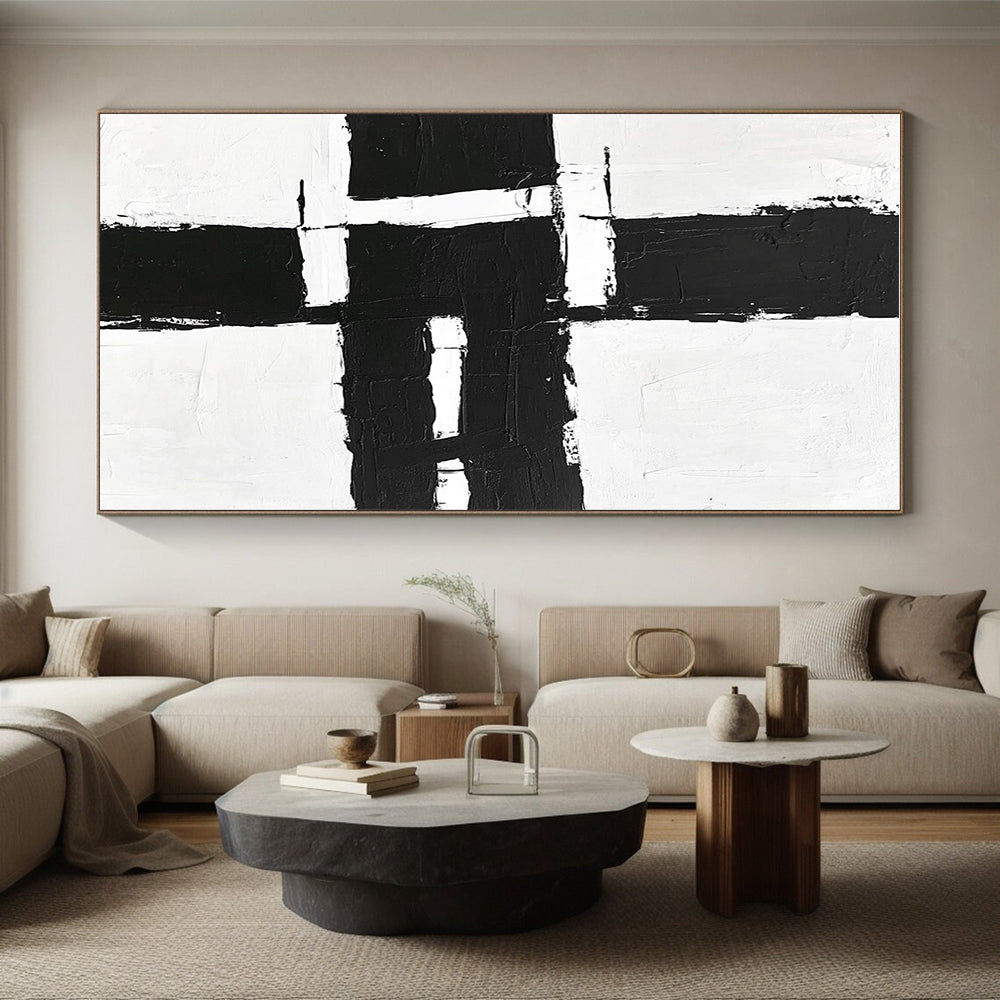 Structured Black White Abstract with Geometric Forms GER348