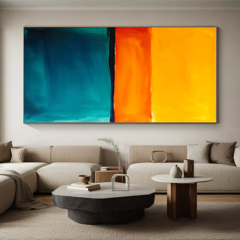 Orange and Teal Sunset - Themed Abstract Painting GER222