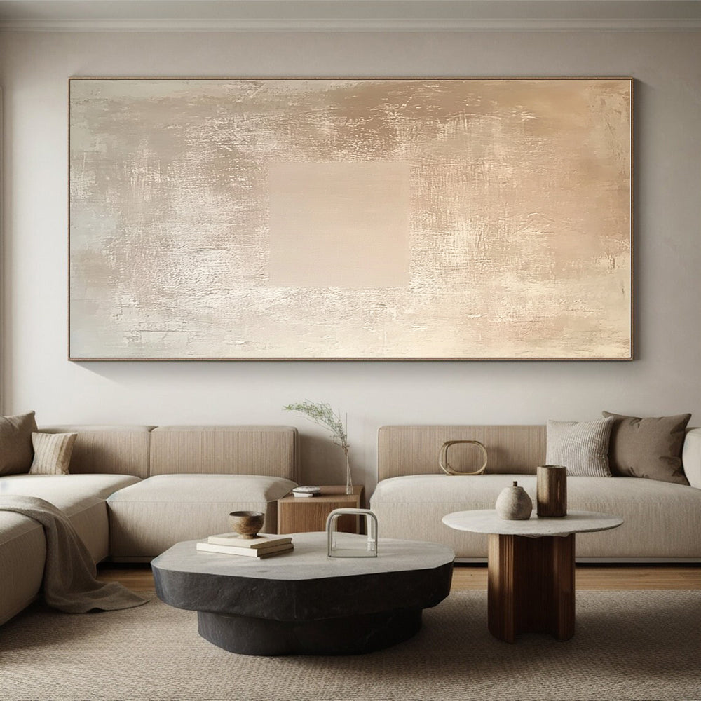 Beige Minimalist Abstract Painting with Subtle Textures GER085