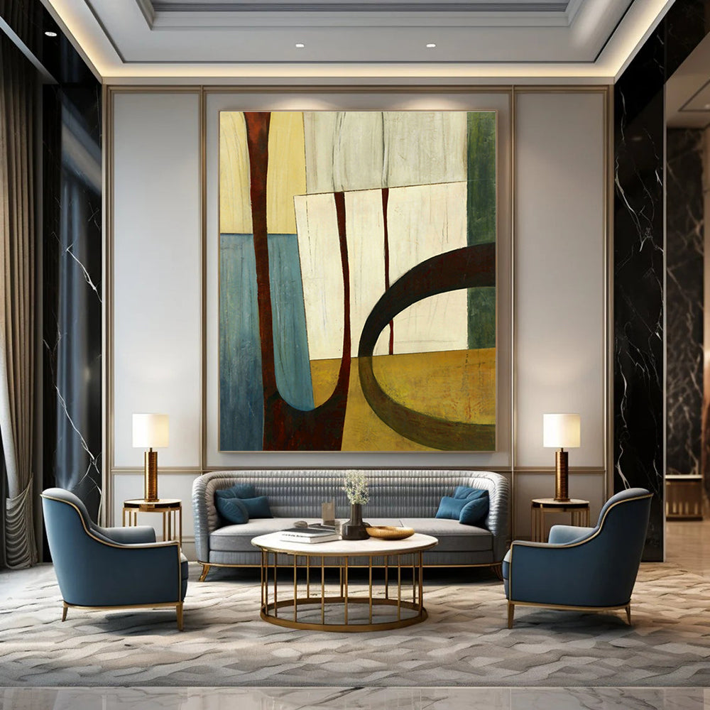 Hand-Painted Modern Abstract Decorative Painting, a Stylish Upgrade for Dining Room and Corridor DLZ0956