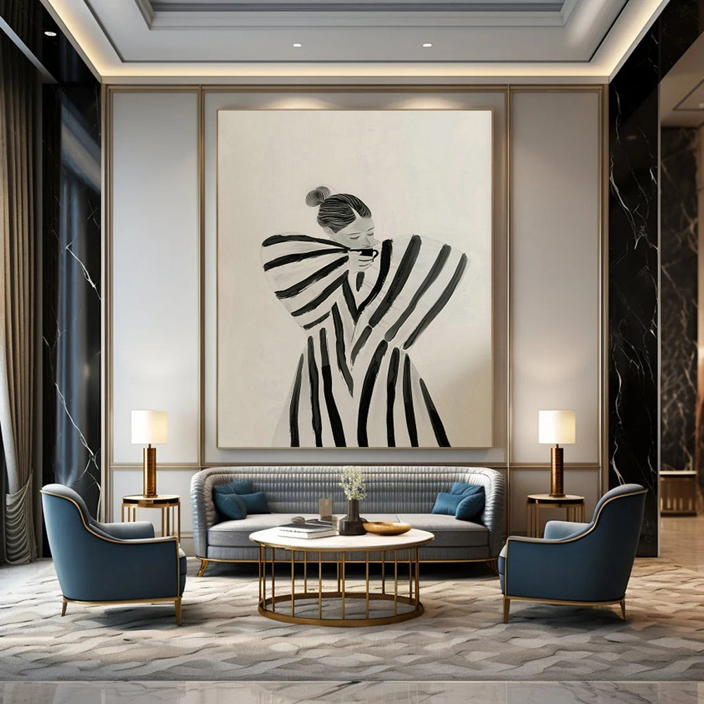Custom - Crafted Hand - Painted Abstract Murals for Cottage Living Room Ceiling Beams & Bedroom Wall Niches DLZ0694
