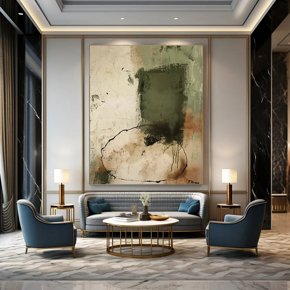 Earthy Tones Abstract Painting with Bold Shapes ADGE480