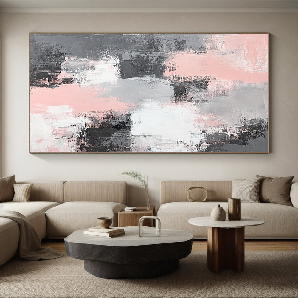 Soft Tone Abstract with Pink, Gray, and White GER317