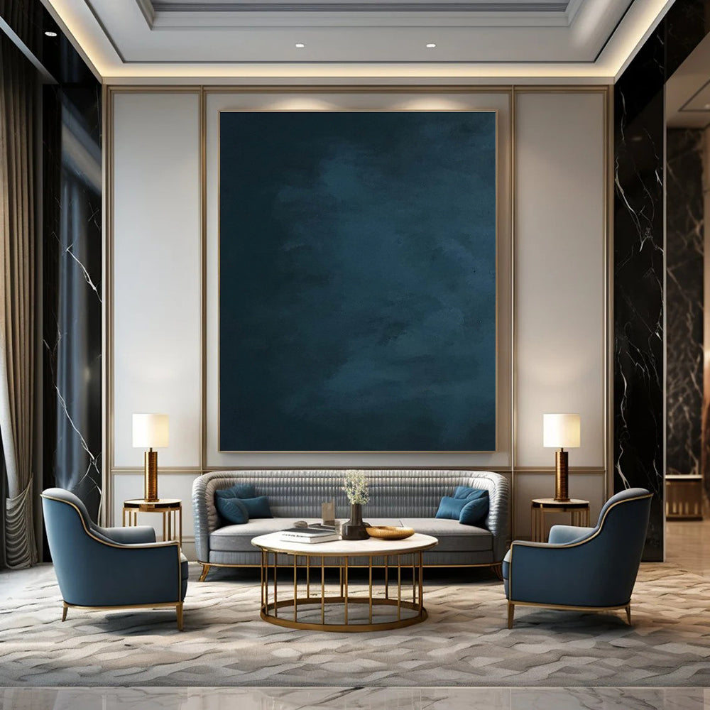 Dark Blue Gradient Abstract Painting with Subtle Shades ADGE495