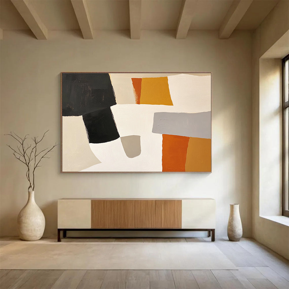 Neutral and Orange Shapes Abstract Painting DYP105