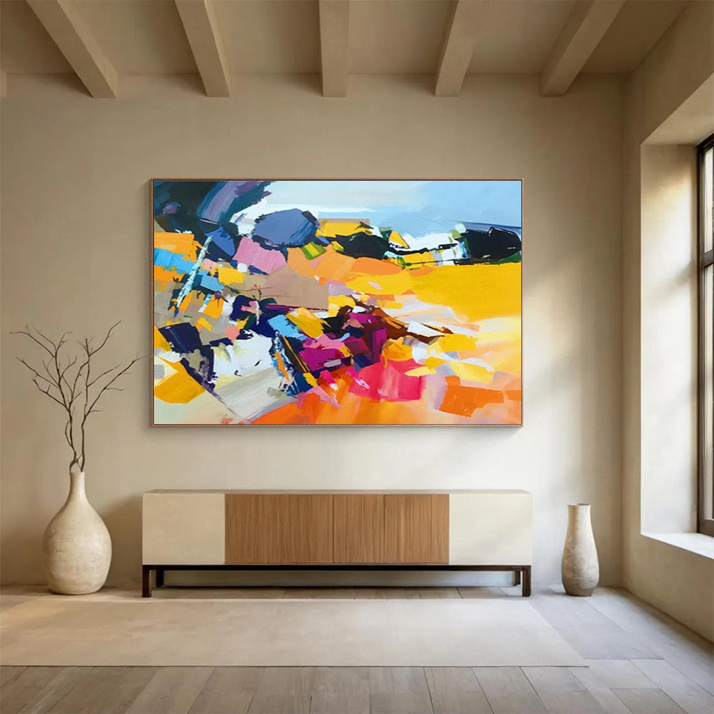 Vibrant Color Block Abstract Painting with Mixed Bold Colors THY187