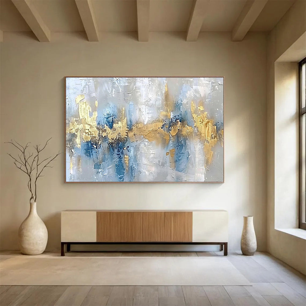 Gold Blue Grey Abstract Painting THY045