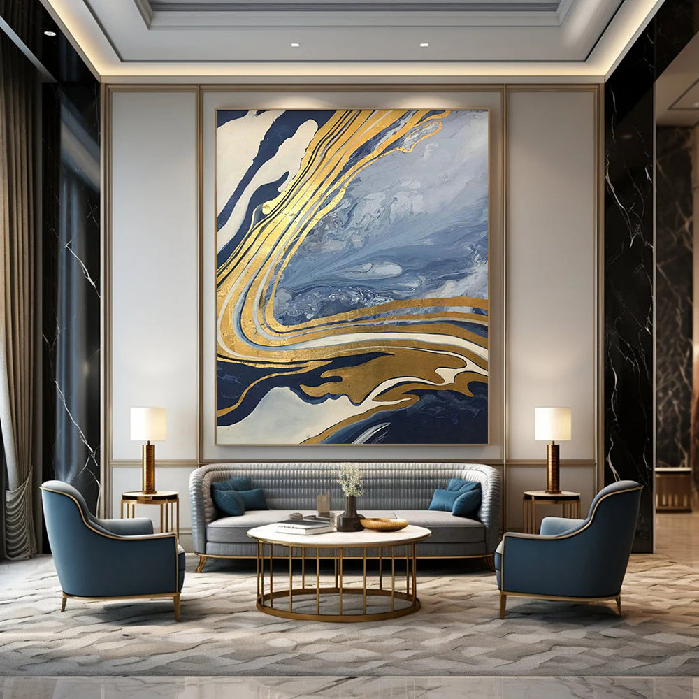Extra - Vast Hand - Painted Abstract Canvases for Bedroom Window Seat Niche Ceilings & Cottage Hallway Storage Bench Under - sides DLZ0887