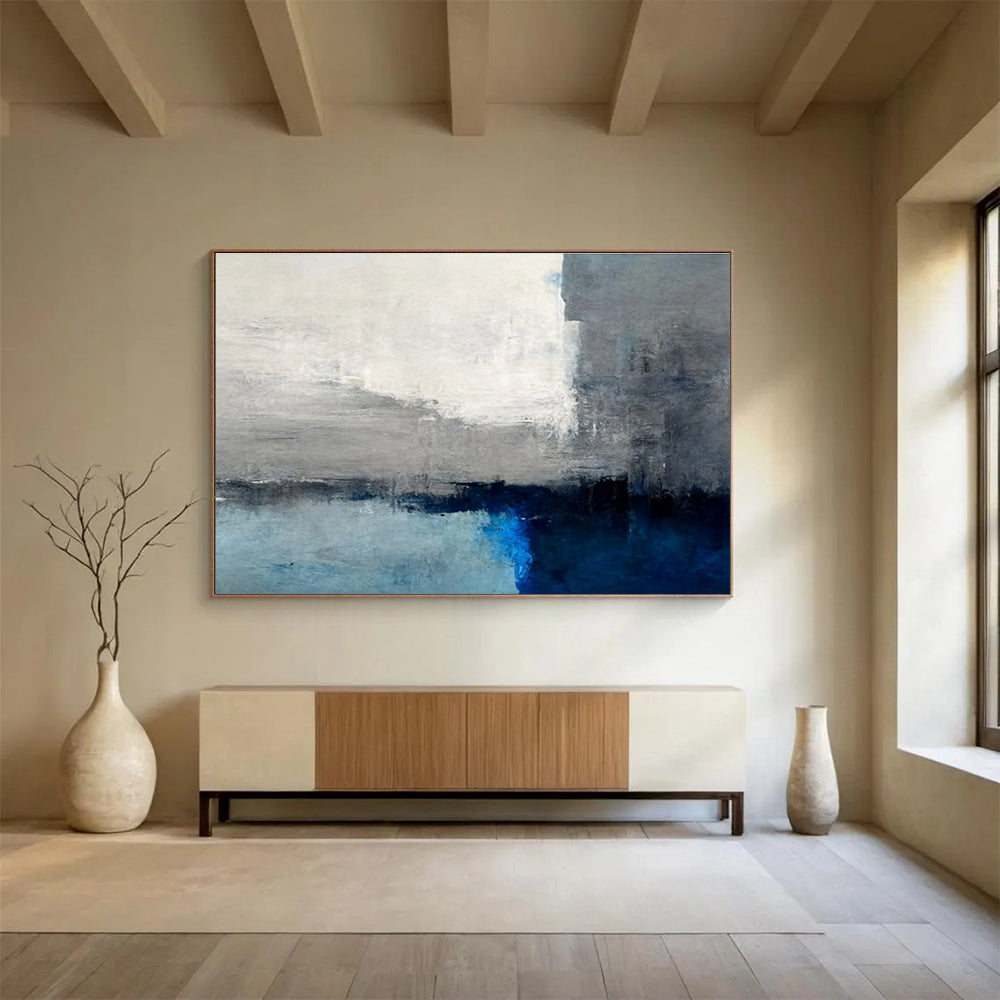 Grey White Blue Abstract Painting THY073