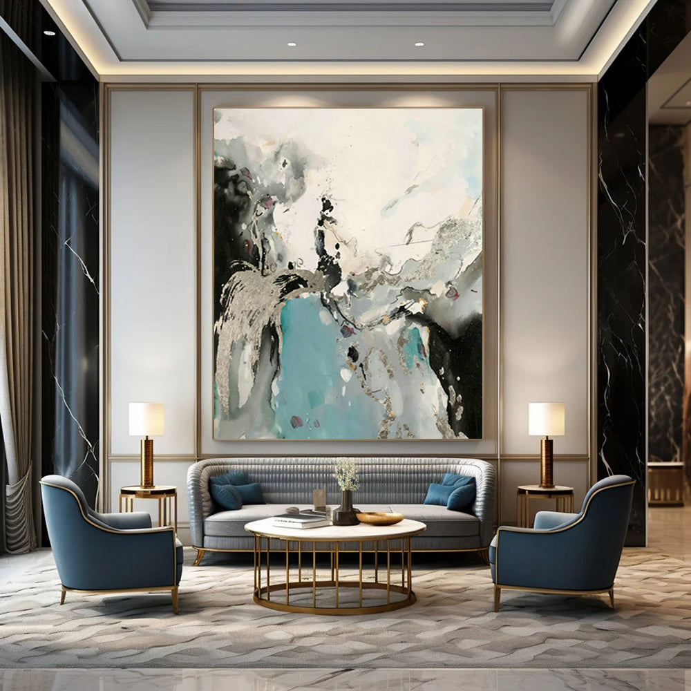 Grand - Scale Custom Hand - Painted Abstracts for Entryway & Bedroom DLZ0555