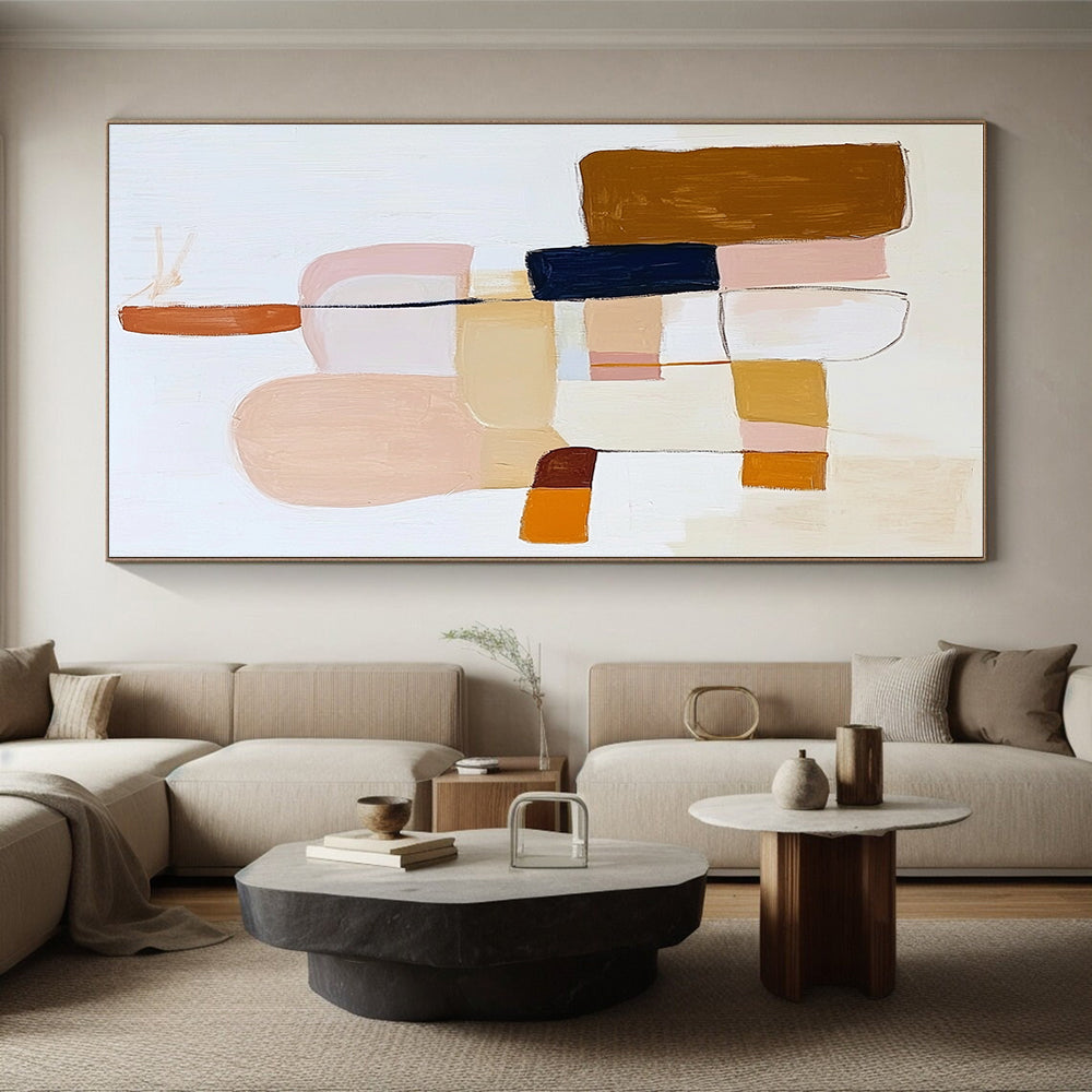 Neutral Block Abstract Painting with Earthy Tones GER700