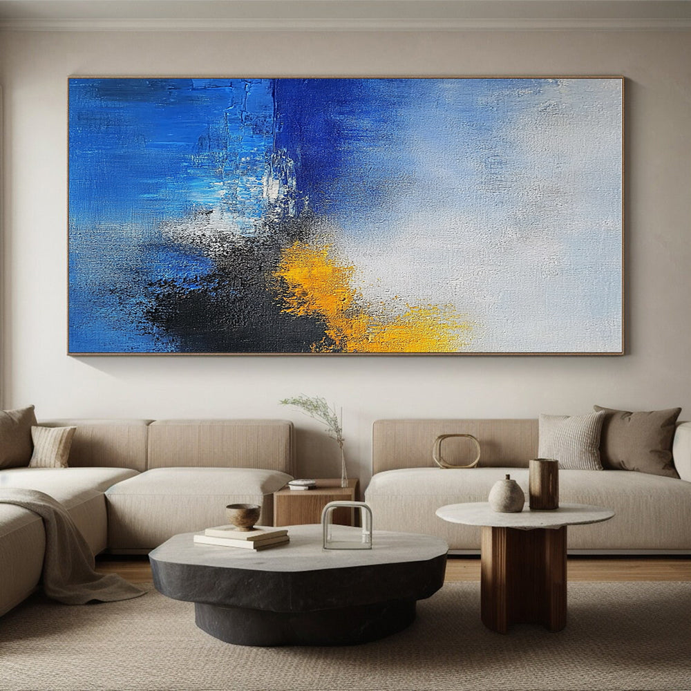 Blue and Yellow Abstract Painting with Dreamy Ambiance GER382