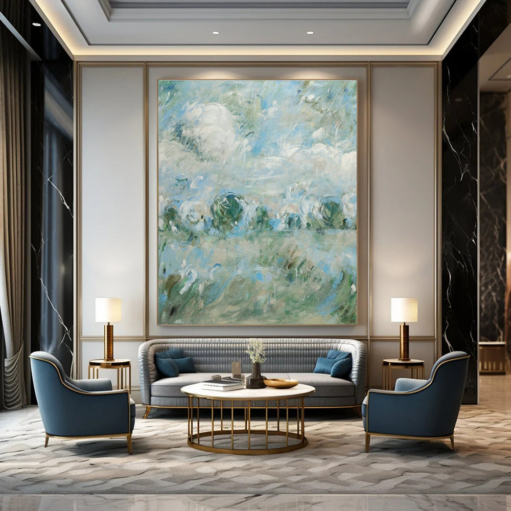 Custom - Designed Hand - Painted Abstract Art for Hallway Alcove Libraries & Cottage Entryway Doggy Corners DLZ0594