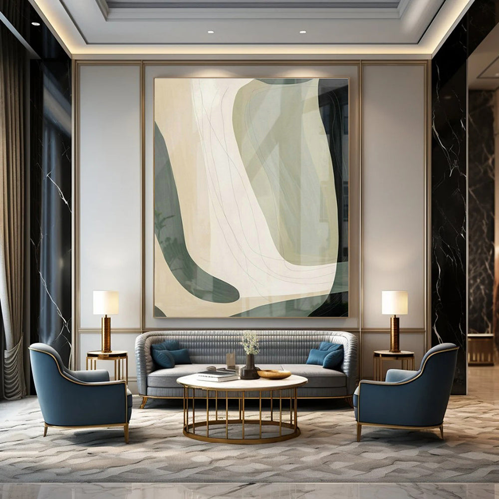 Extra-large Custom Hand-Painted Abstract Art for Dining Room Server Hutch and Entryway Key Storage Wall DLZ1960