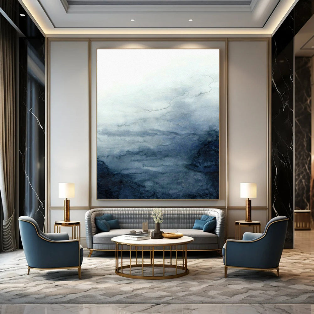 Hand - Painted Custom Abstract Canvases for Cottage Living Room Fireplace Screen Mesh & Dining Room Buffet Cabinet Glass Door Latches DLZ0946