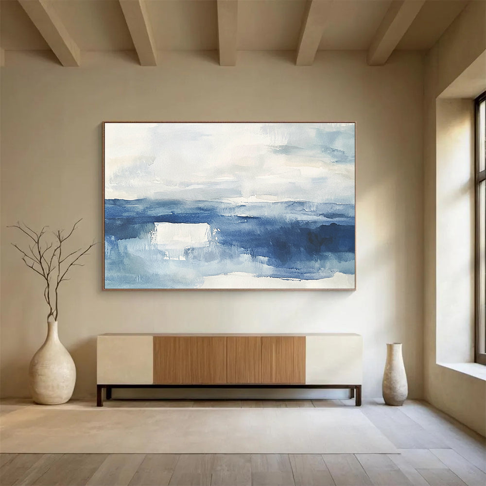 Blue Sea Abstract Painting in Watercolor Style DYP448