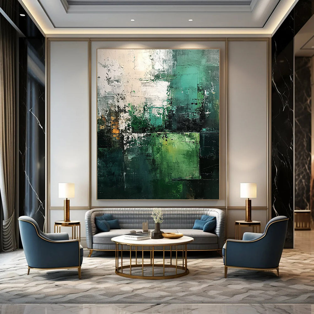 Green Blue White Abstract Painting ADGE031