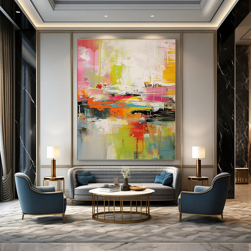 Extra - Large Custom Hand - Painted Abstract Painting for Office, Elevate the Office Style DLZ0367