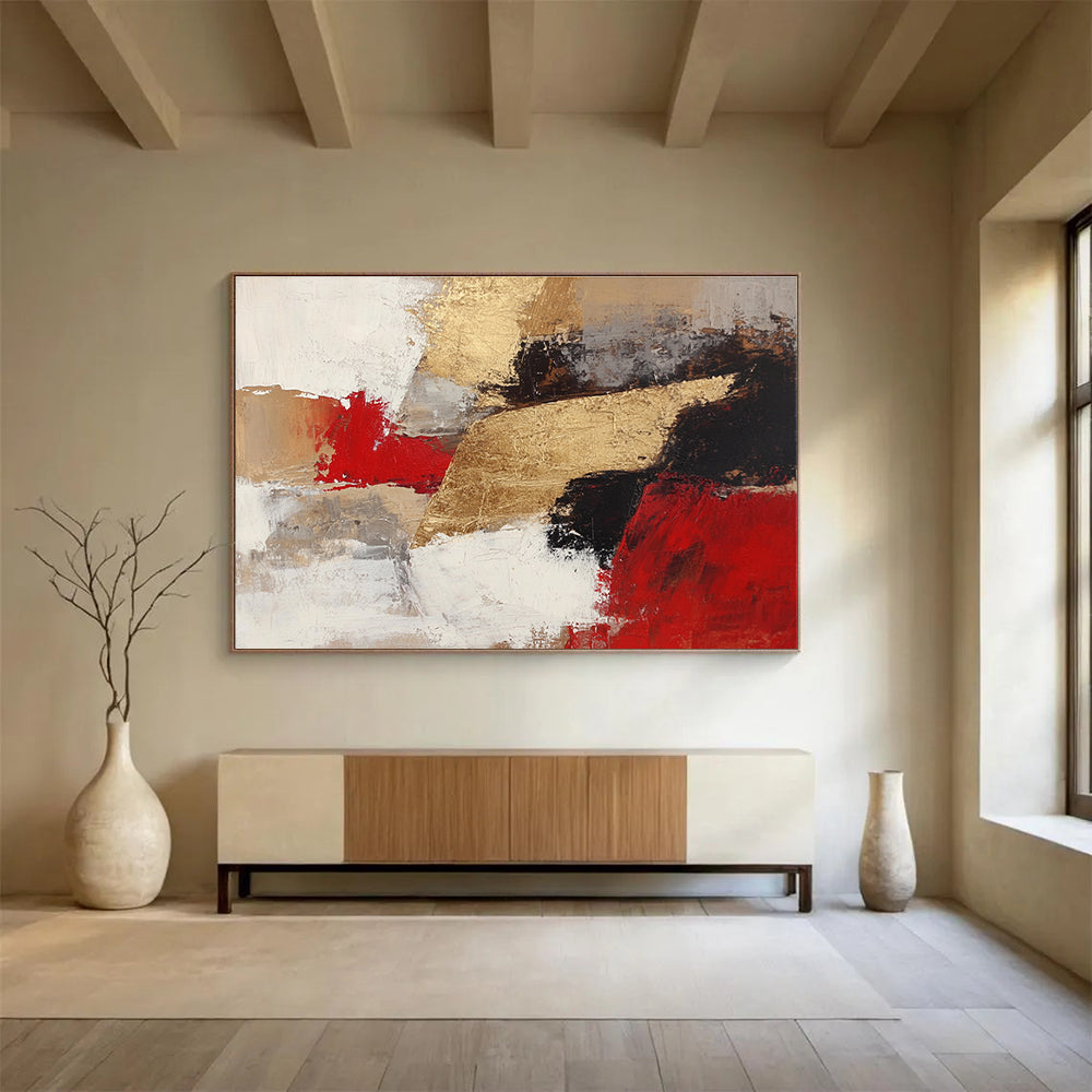 Abstract with Gold and Red Accents on Neutral Background DYP539