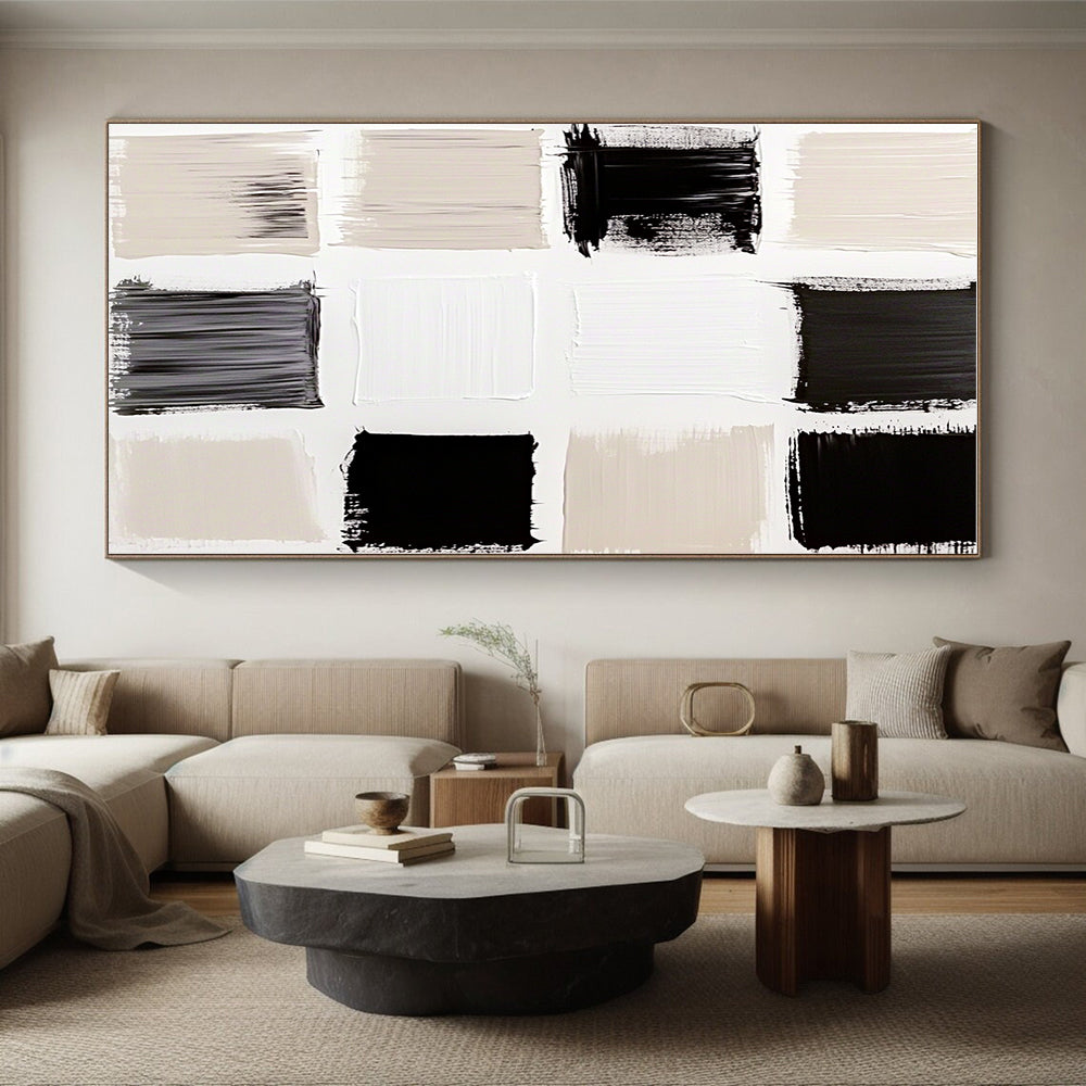 Minimalist Monochrome Abstract Painting with Clean Swatches GER112