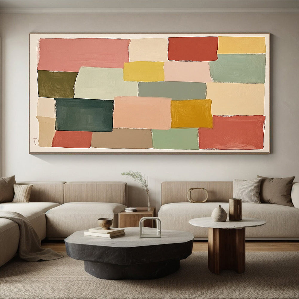 Color - Block Mosaic Abstract Painting with Diverse Hues GER278
