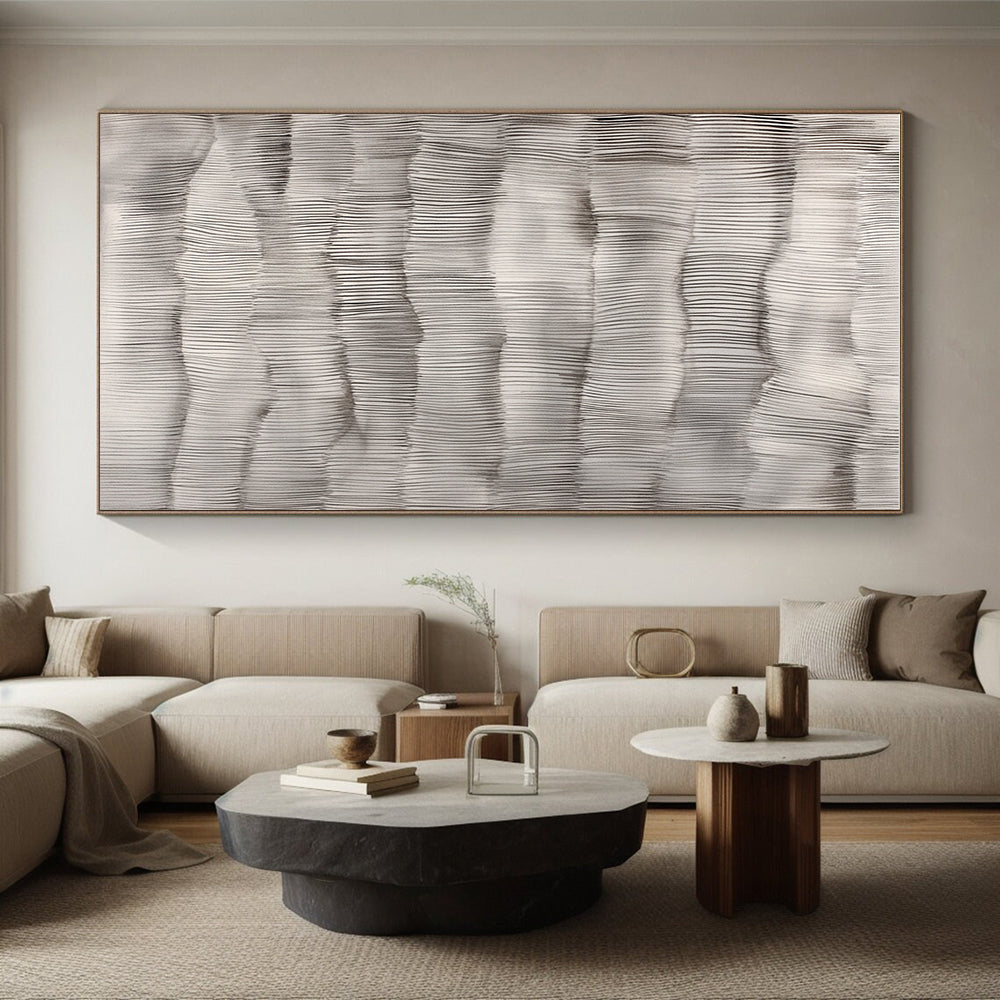 Gray Wavy Line Textures Abstract Painting GER869