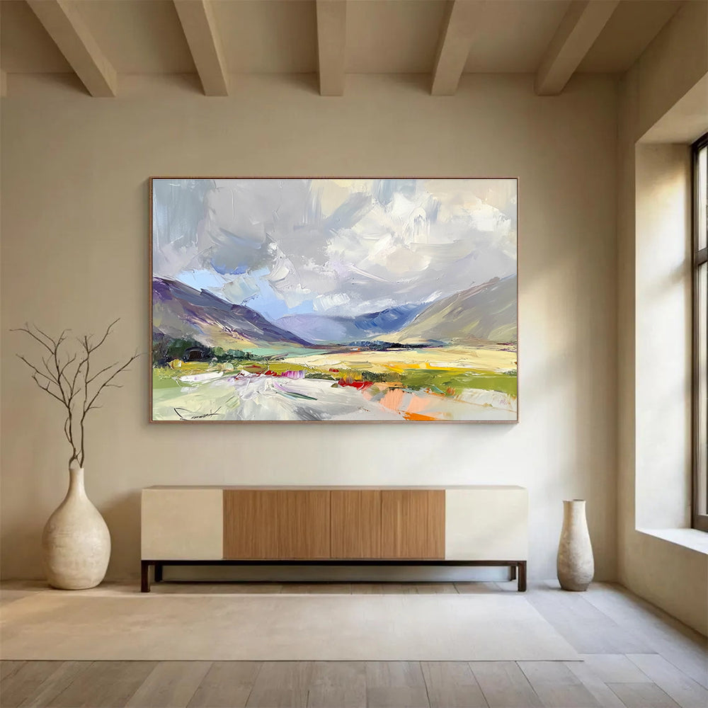 Colorful Mountain Valley - Impressionist Abstract Painting DYP064