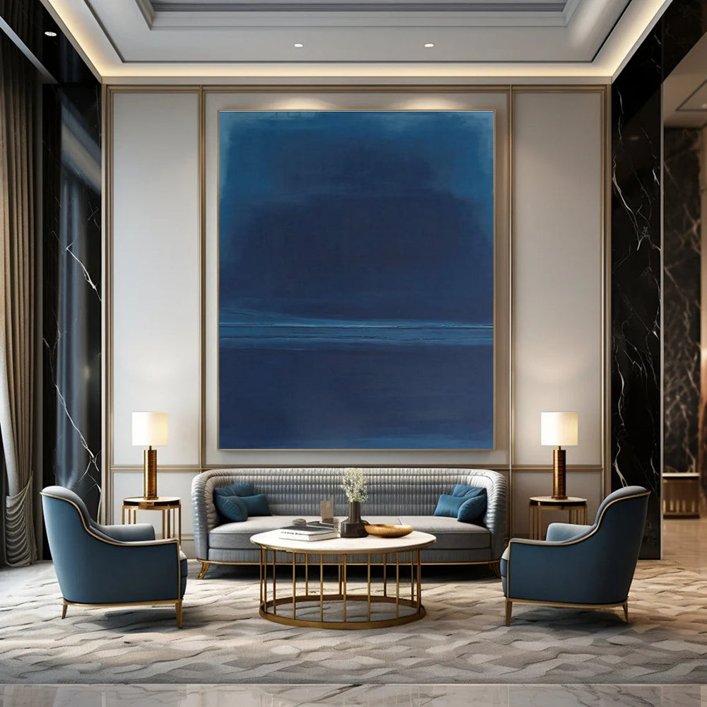 Blue Monotone Abstract Painting with Gentle Transitions ADGE474