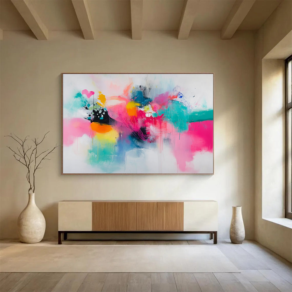 Bold Color Abstract Composition Painting with Bright Hues DYP545