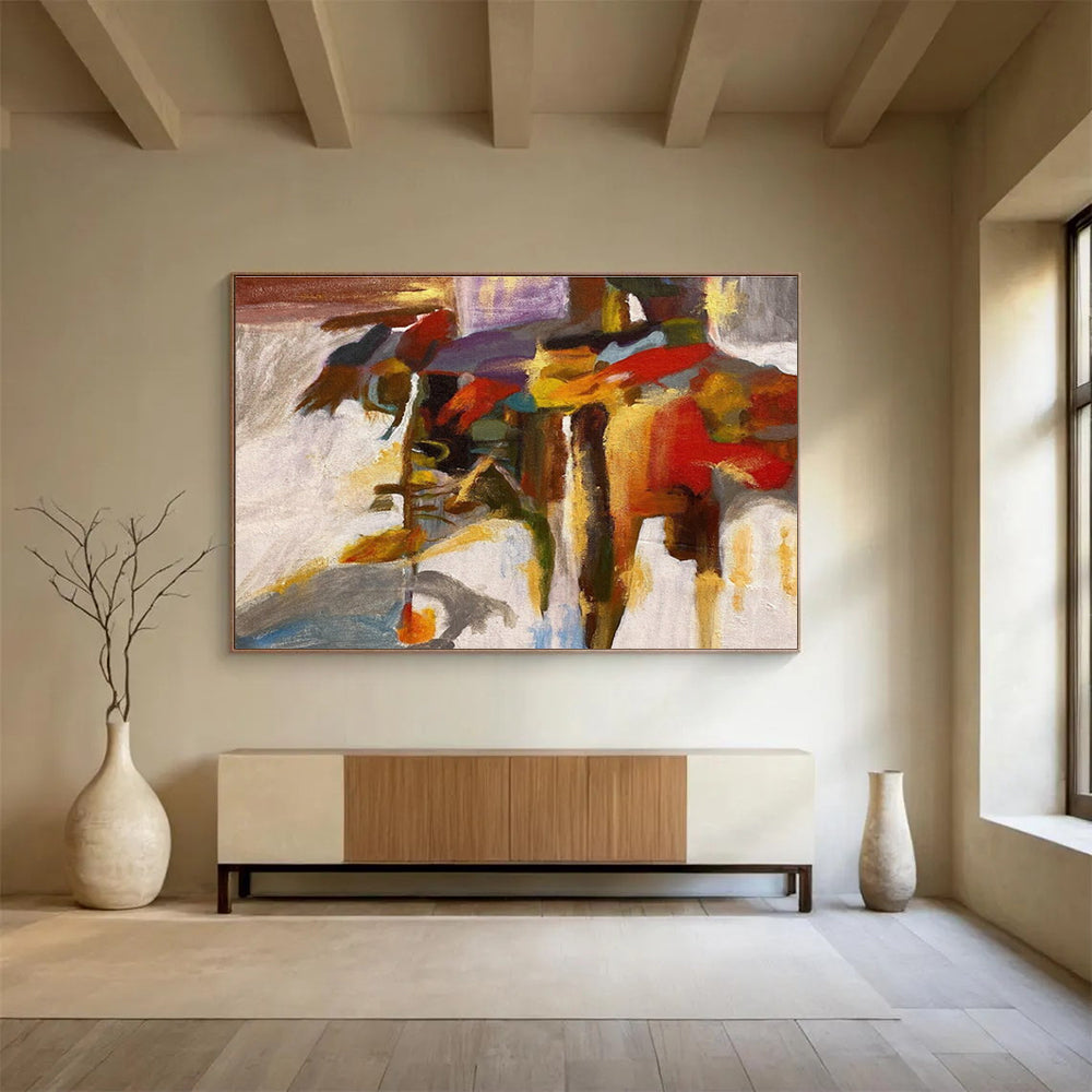 Colorful Figure Abstract Painting with Vivid, Dynamic Shapes THY365