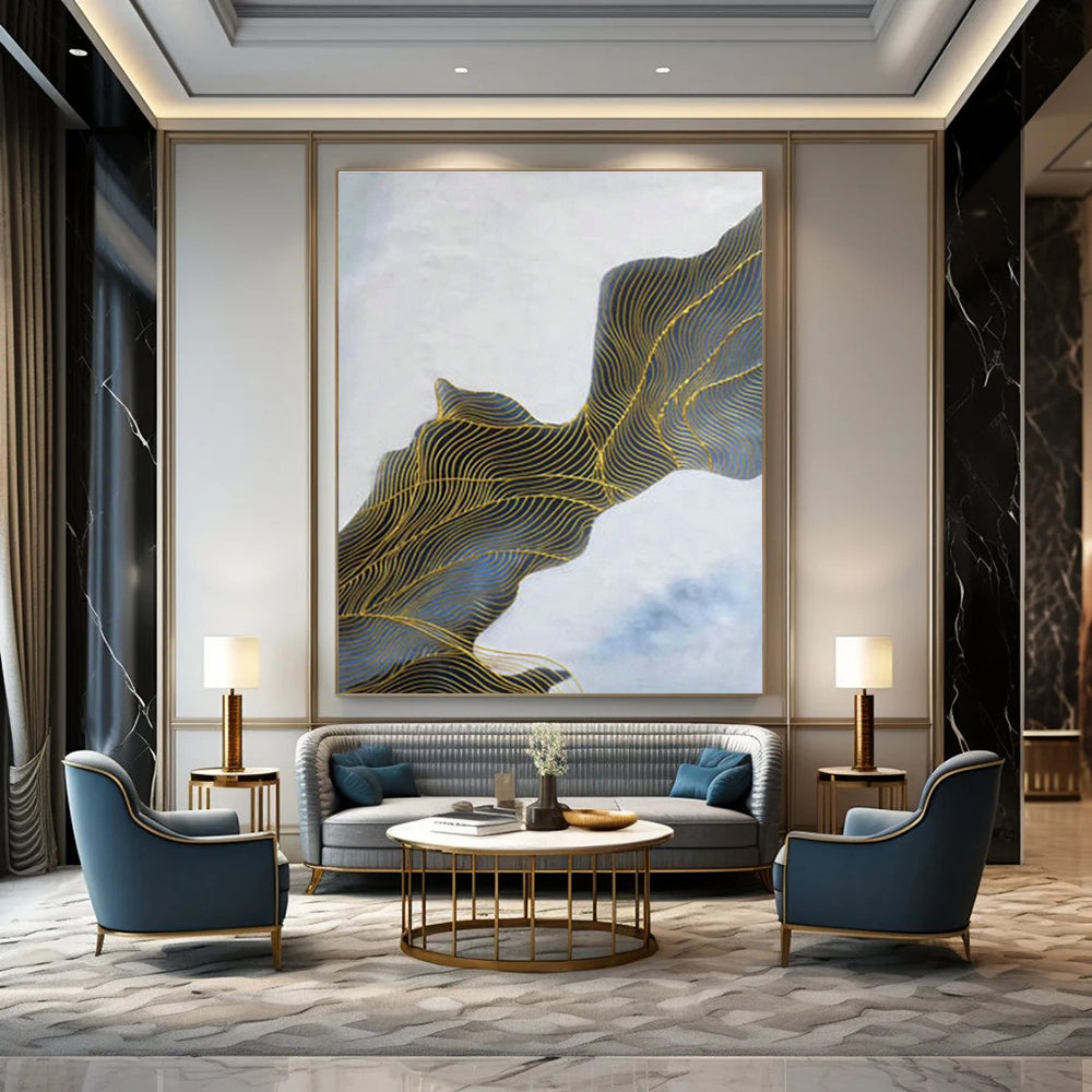 Oversized Hand - Painted Abstract Canvases for Bedroom & Office DLZ0547