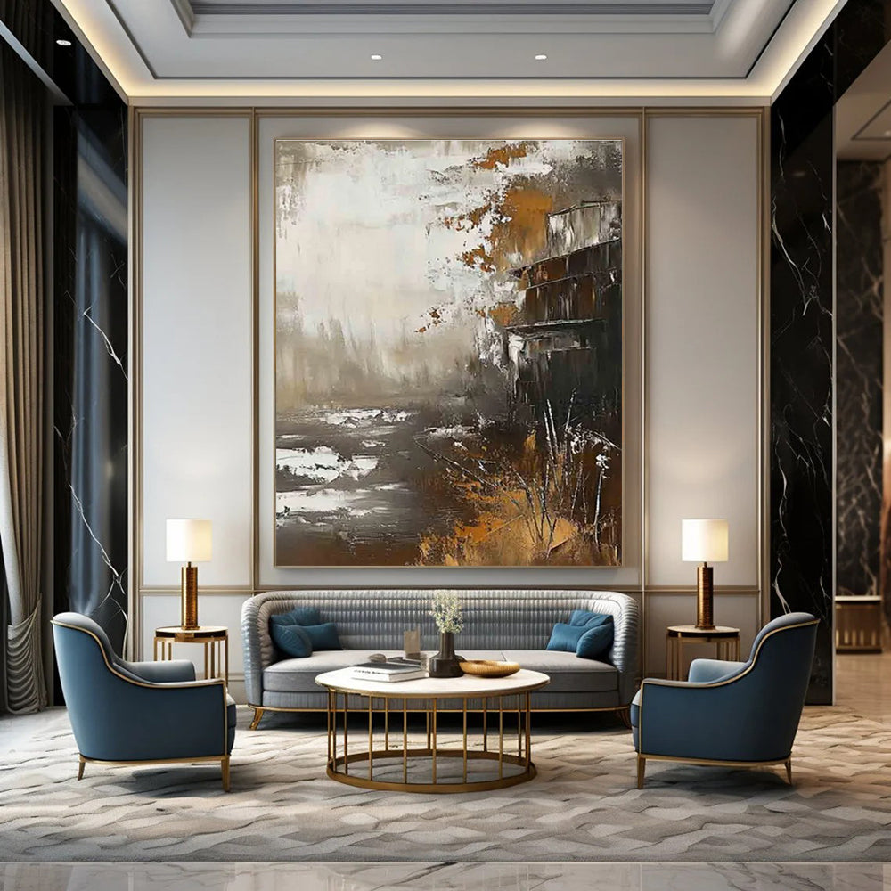 Riverbank Abstract Painting with Muted Tones ADGE485