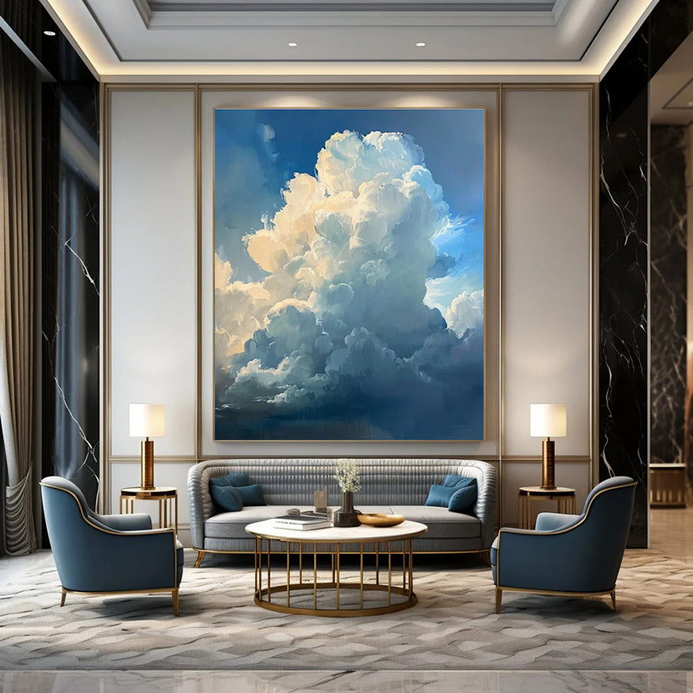 Blue White Cloud Abstract Painting ADGE006