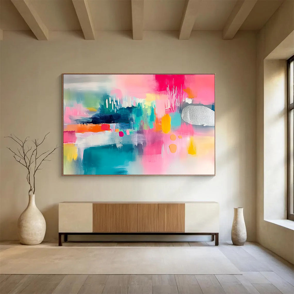 Colorful Modern Abstract Painting with Bright and Eclectic Hues DYP374