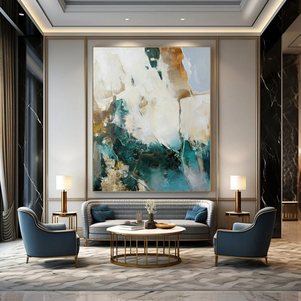 Large Custom-Made Hand-Painted Abstract Mural for Bedroom & Office DLZ1020