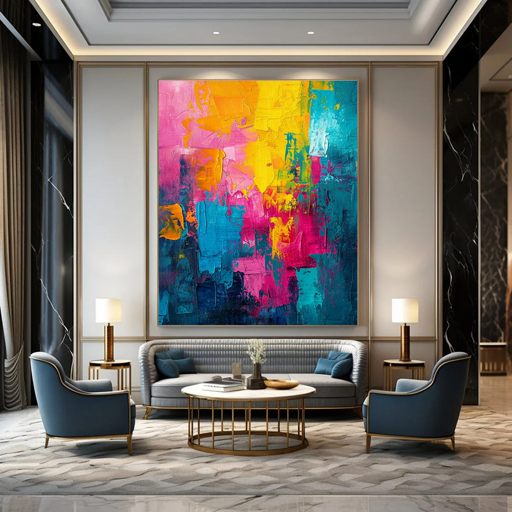 Large Customizable Hand-Painted Abstract Canvas for Bedroom Window Bay and Living Room Fireplace Surround DLZ1921