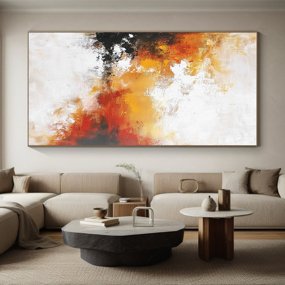 Orange Red and White Abstract Painting with Soft Blends GER699