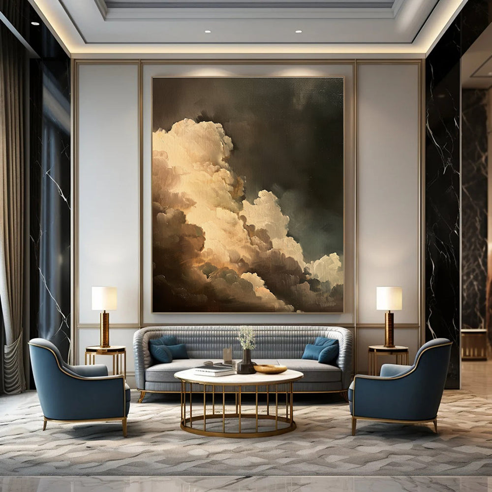 Brown Grey White Cloud Abstract Painting ADGE014