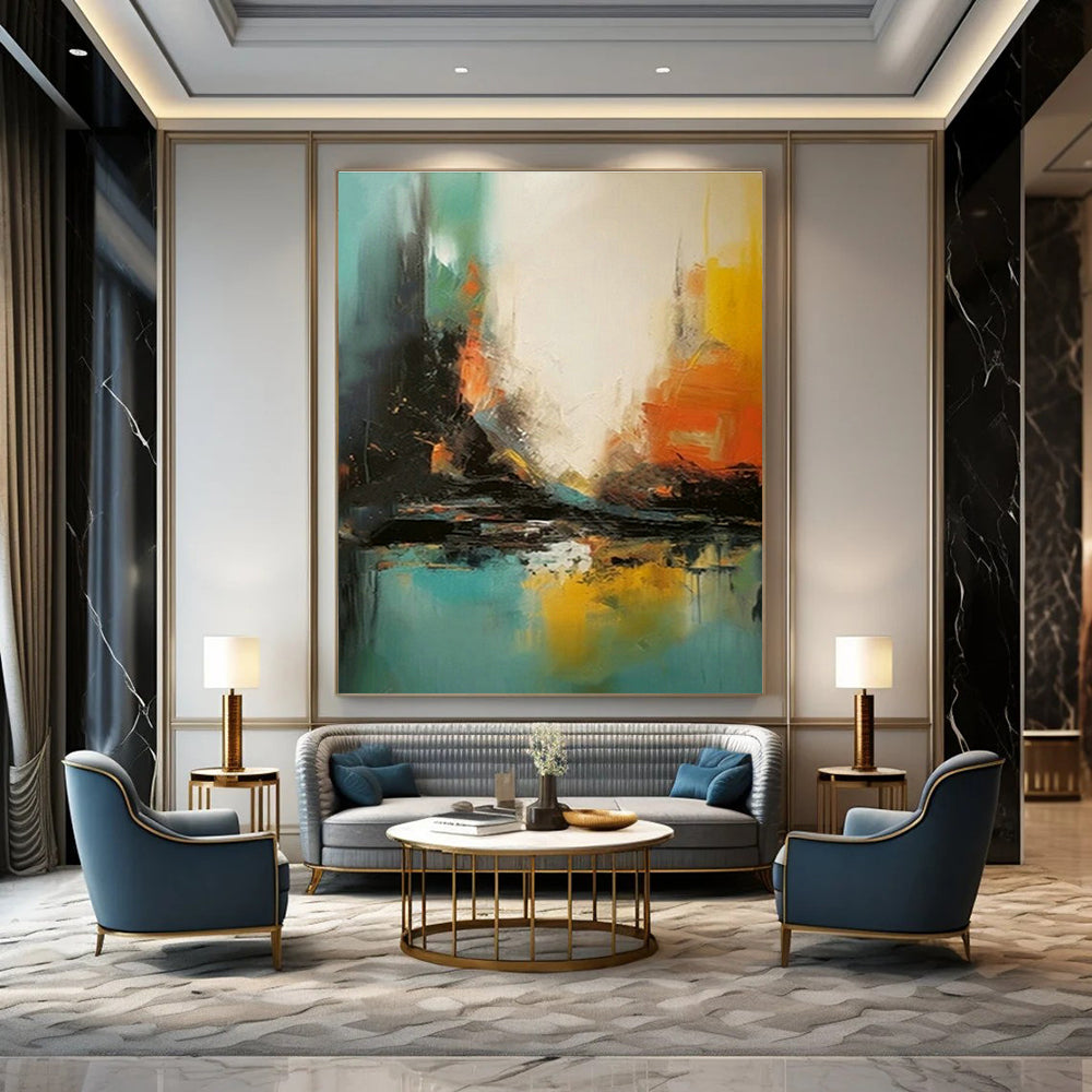 Custom Hand - Painted Abstract Art for Cottage Entryway Pet Bed Frames & Office Break Room Water Cooler Wraps DLZ0935