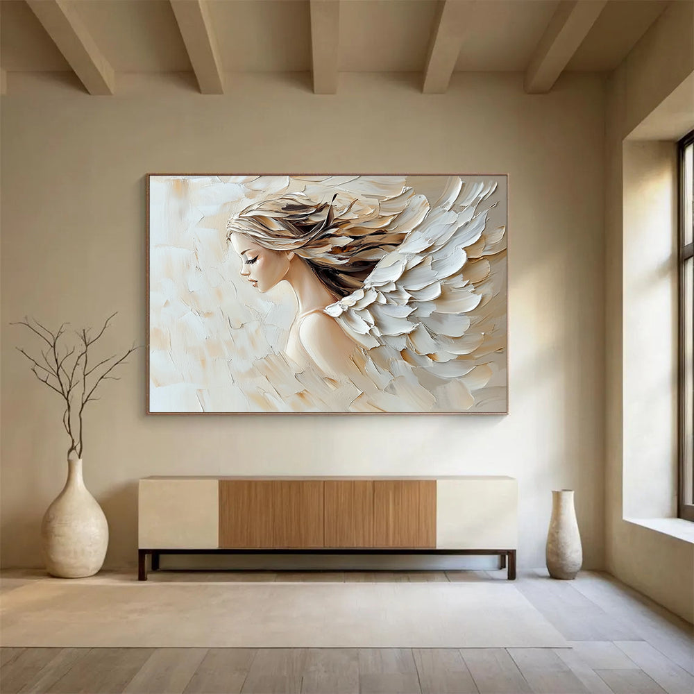Angel - like Figure Abstract Painting with Textured Wings DYP276